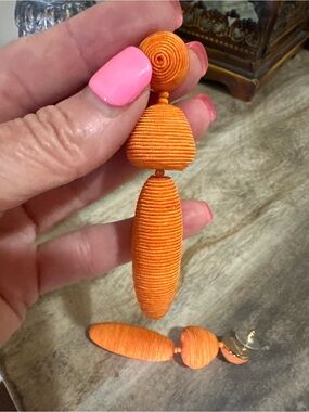 Orange Thread-Wrapped Drop Earrings